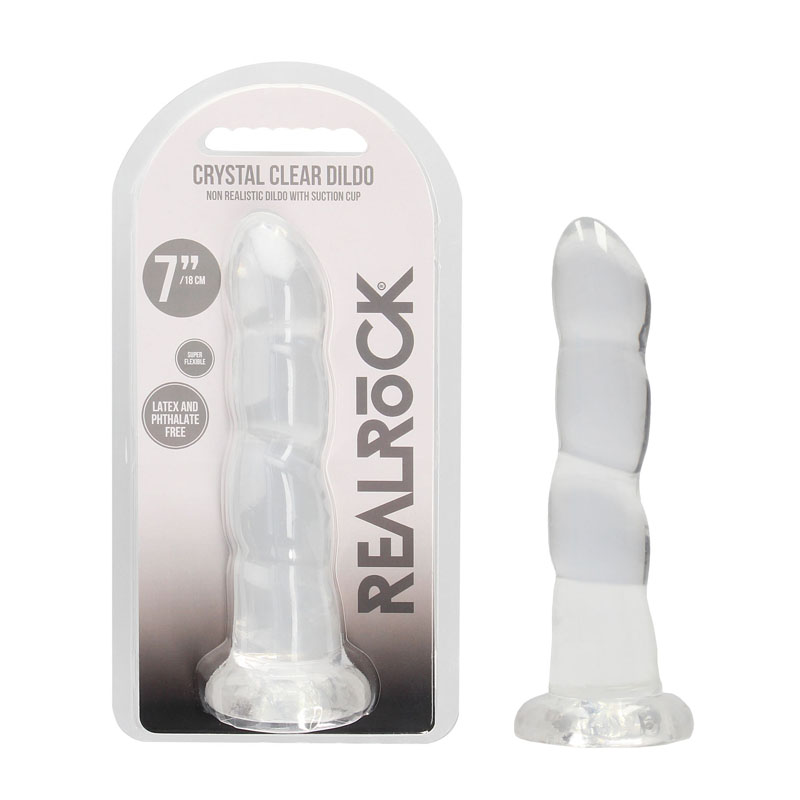 Realrock Non Realistic 7'' Dildo with Suction Cup - Clear
